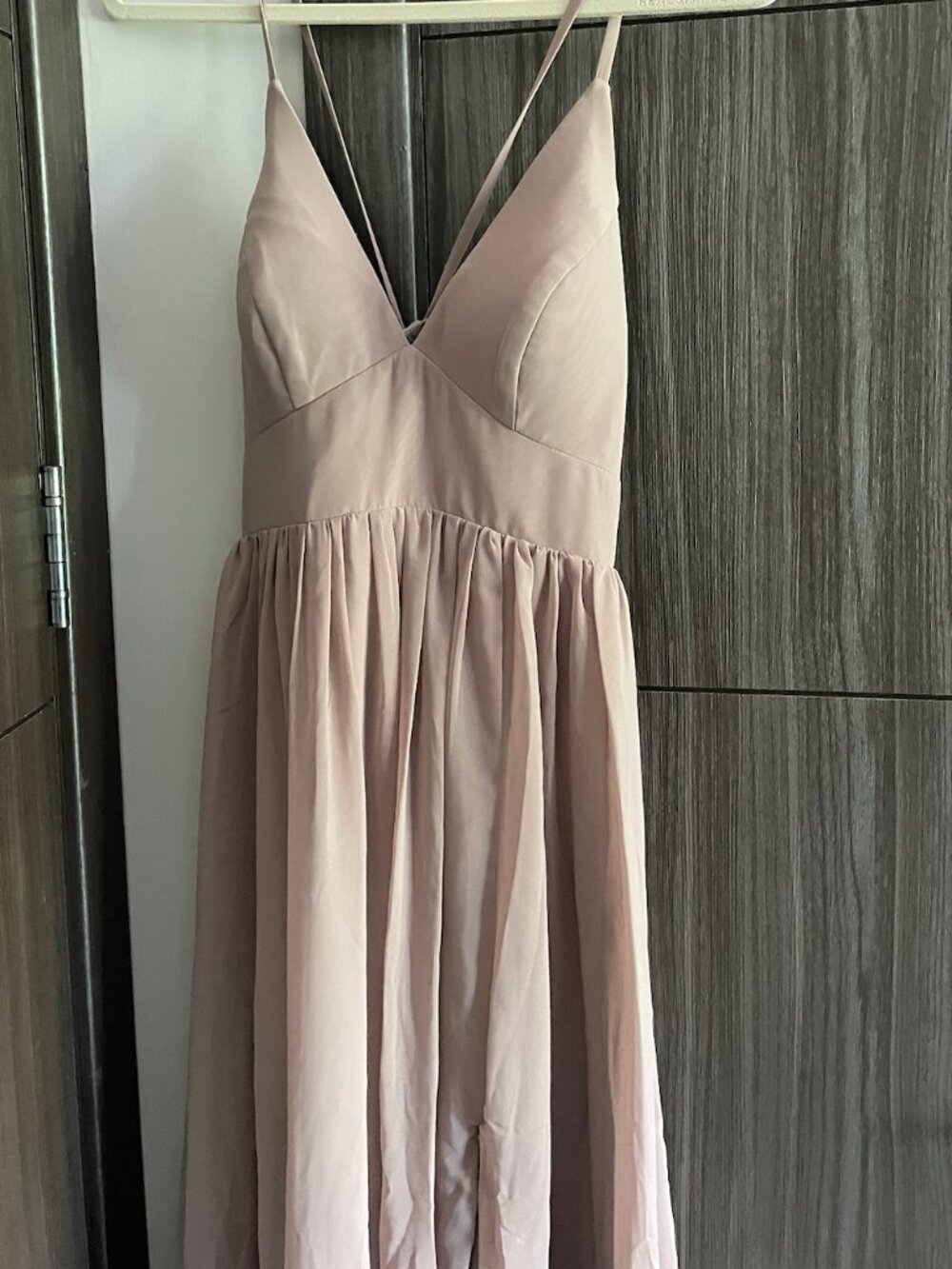 Azazie Dusty Rose Lace-Up Back Chiffon Maxi Dress - Size XS